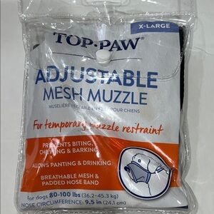 Top Paw Adjustable Mesh Muzzle - Black XL